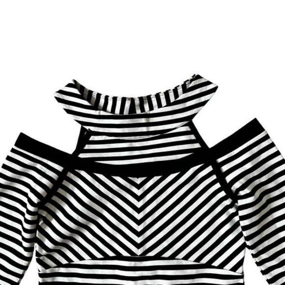 Black and White Striped Bebe Top Size XS - Picture 2 of 8